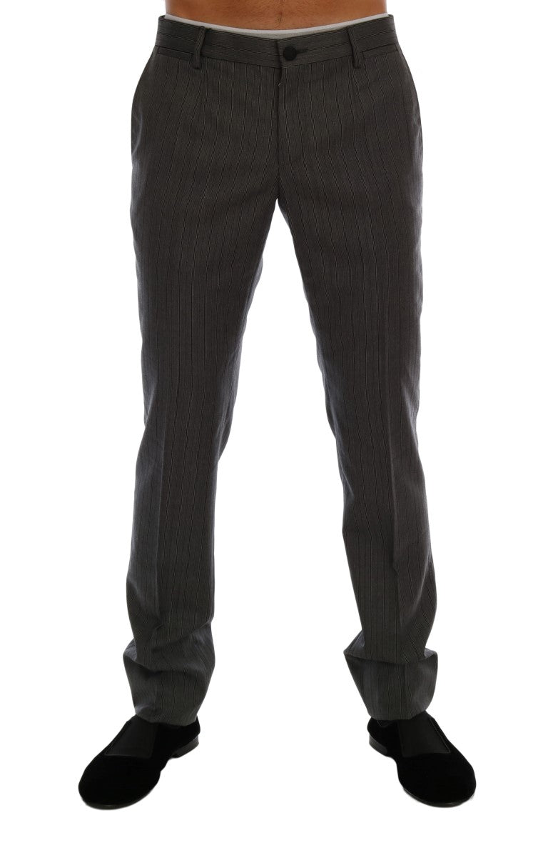 Dolce &amp; Gabbana – Elegante, grau gestreifte Wollhose