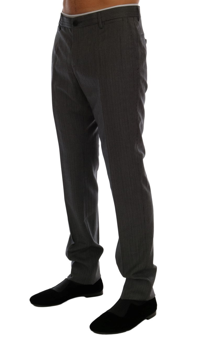 Dolce &amp; Gabbana – Elegante, grau gestreifte Wollhose