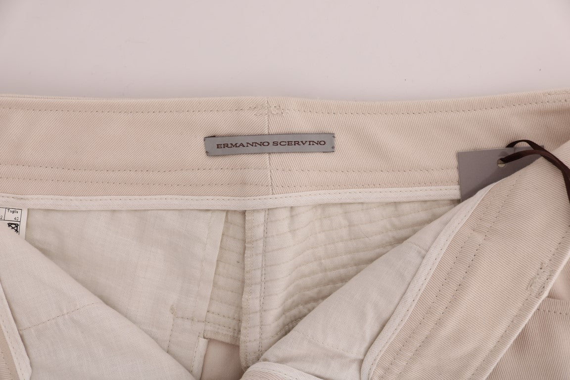 Ermanno Scervino Pantaloni scurți din denim alb chic, croială slim fit