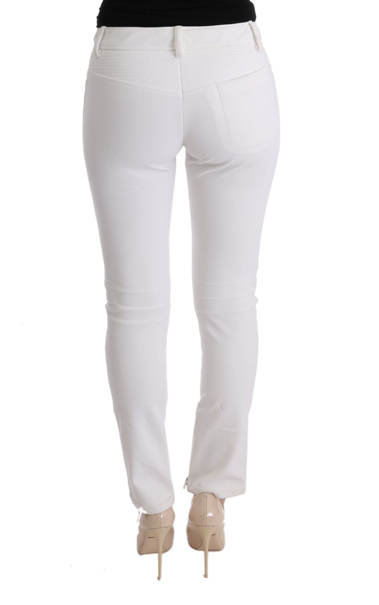 Pantaloni Ermanno Scervino Chic White Slim Fit din bumbac