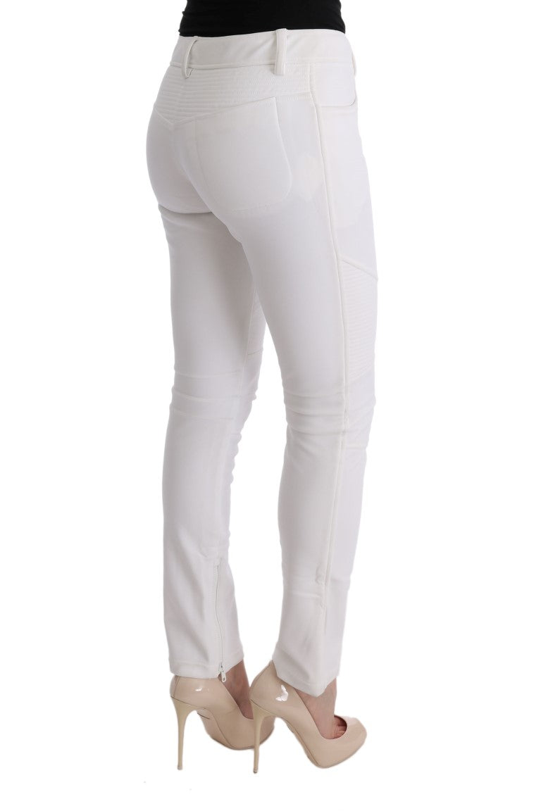 Pantaloni Ermanno Scervino Chic White Slim Fit din bumbac