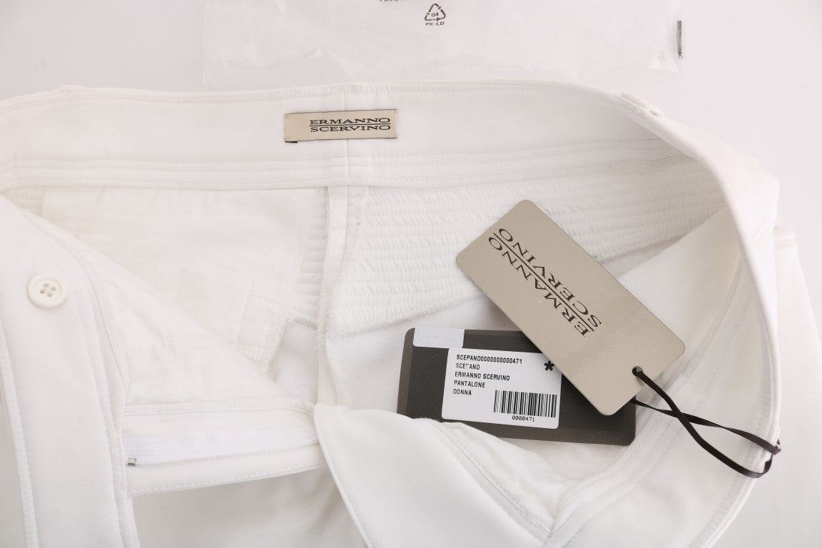 Pantaloni Ermanno Scervino Chic White Slim Fit din bumbac