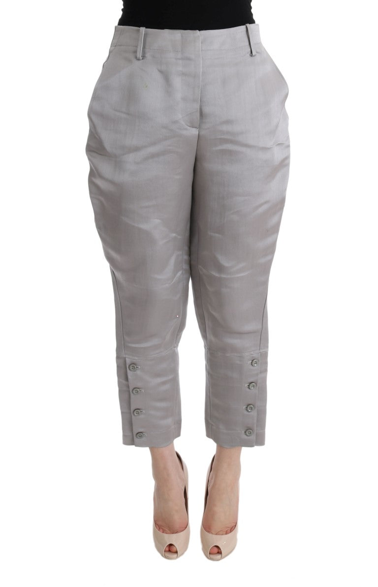 Ermanno Scervino Schicke graue verkürzte Seidenhose