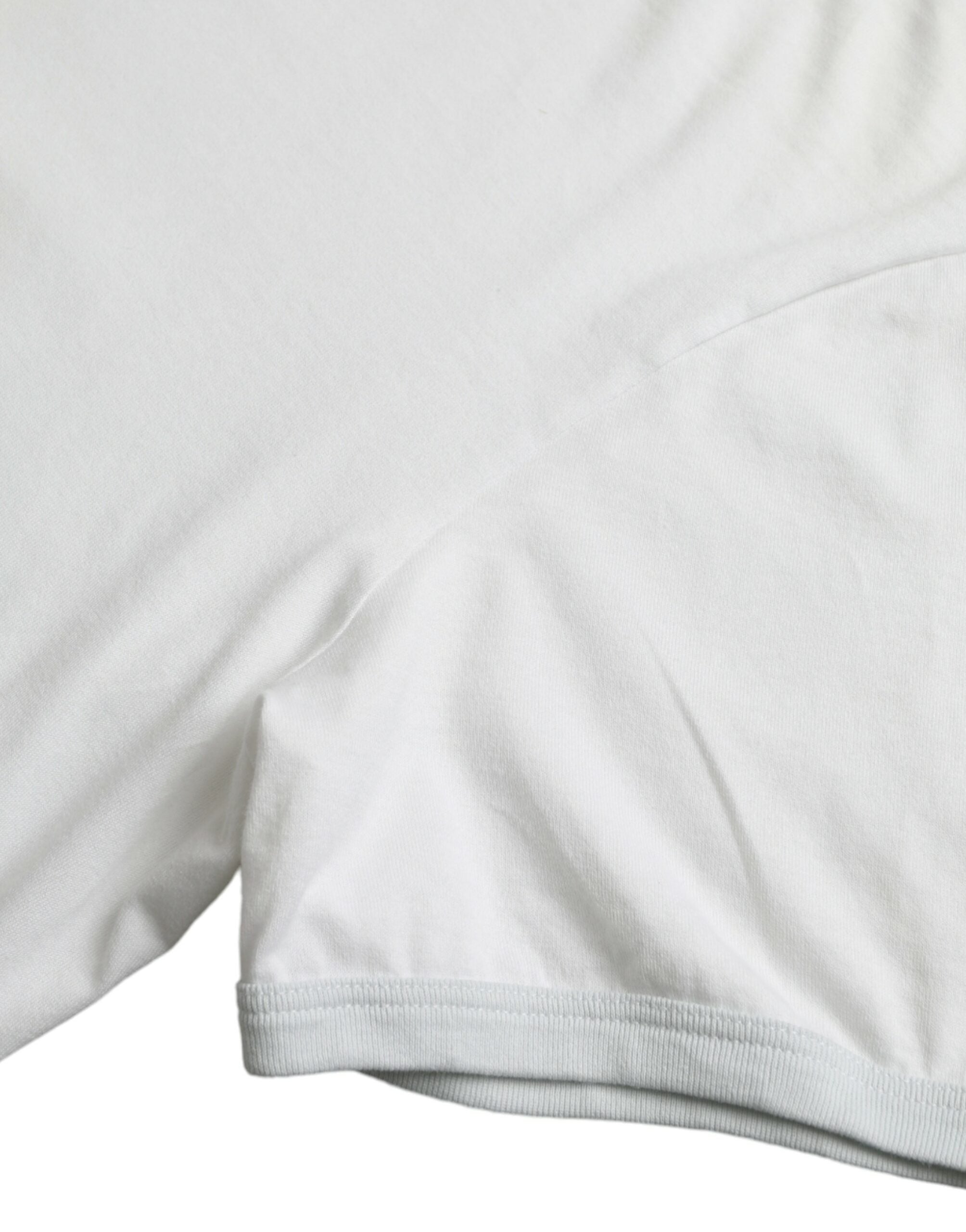 Tricou Dolce &amp; Gabbana alb din bumbac cu guler rotund și mânecă scurtă
