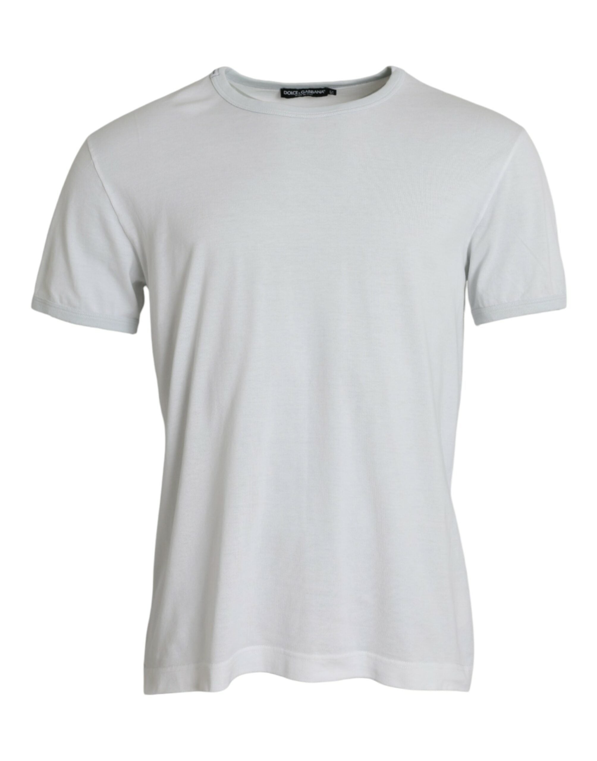Tricou Dolce &amp; Gabbana alb din bumbac cu guler rotund și mânecă scurtă