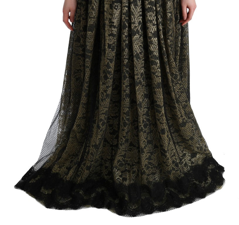 Dolce &amp; Gabbana – Maxi-Etuikleid aus Sonnenblumenspitze mit Kristallen