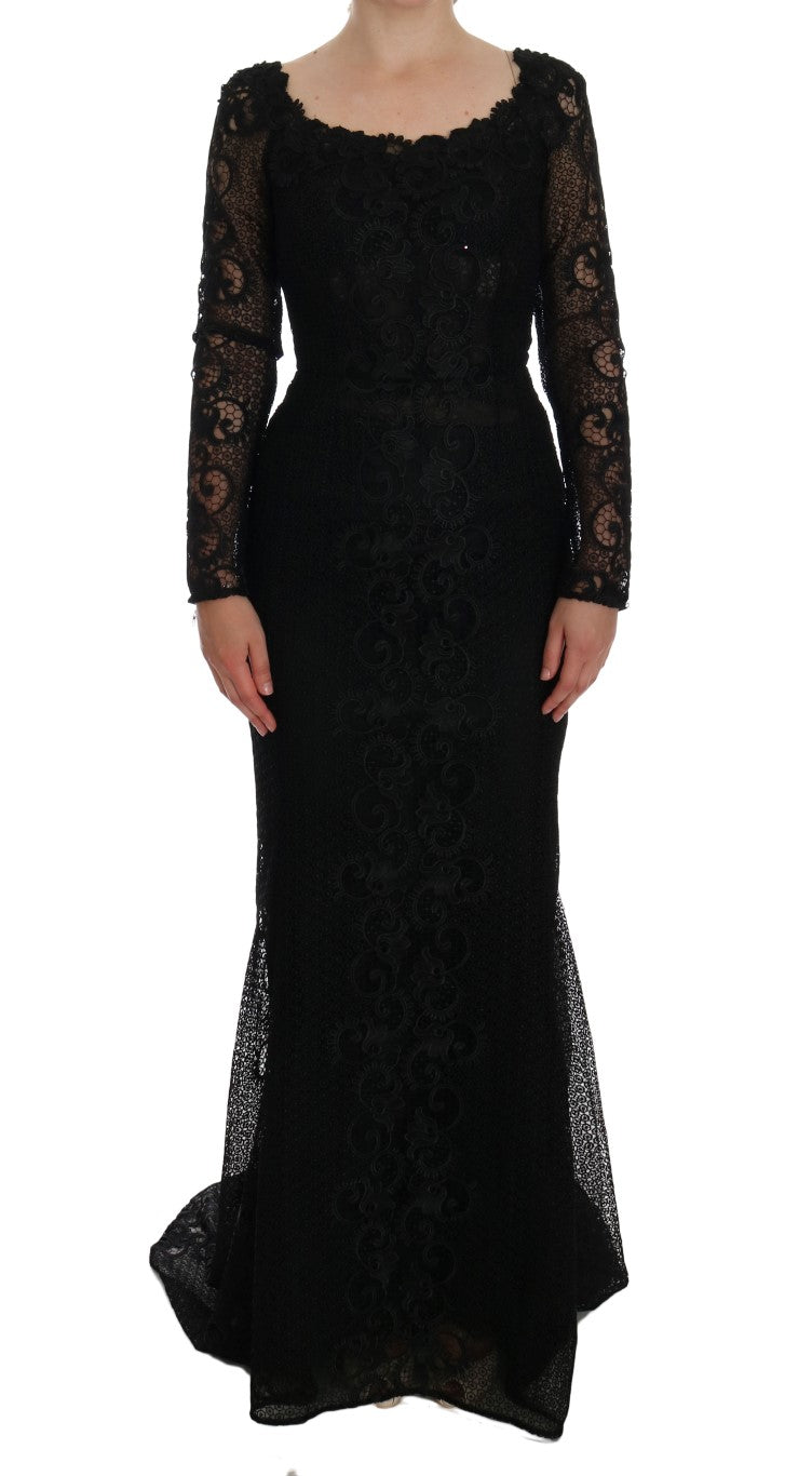 Dolce &amp; Gabbana – Elegantes, langes, schwarzes Etui-Maxikleid