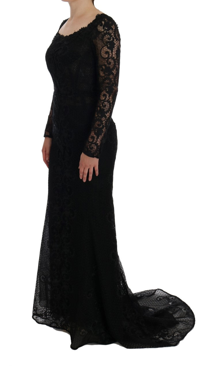 Dolce &amp; Gabbana – Elegantes, langes, schwarzes Etui-Maxikleid