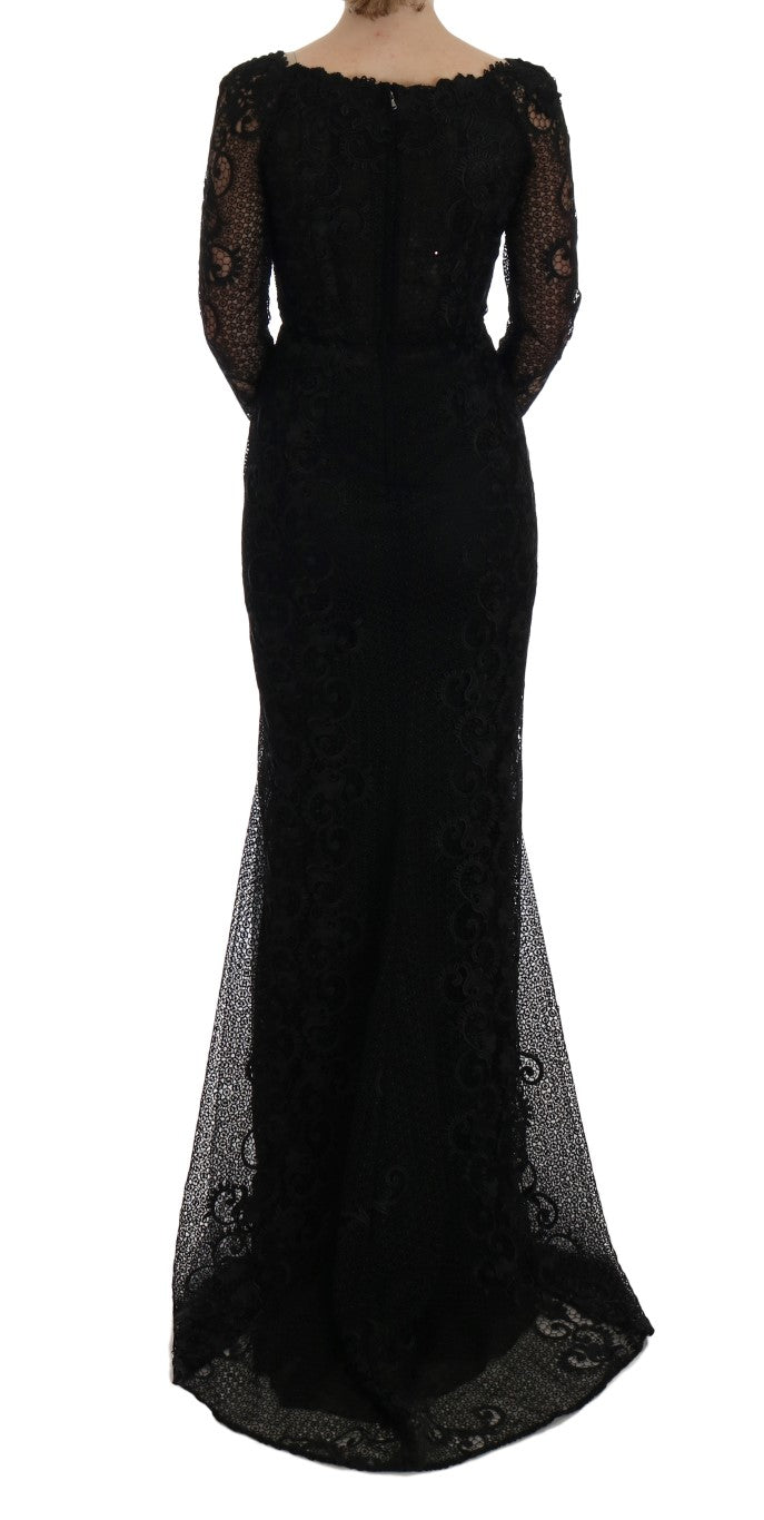 Dolce &amp; Gabbana – Elegantes, langes, schwarzes Etui-Maxikleid