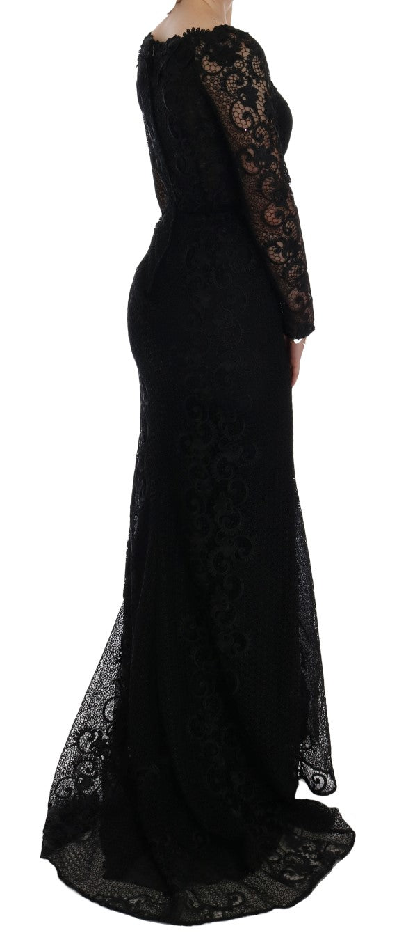 Dolce &amp; Gabbana – Elegantes, langes, schwarzes Etui-Maxikleid