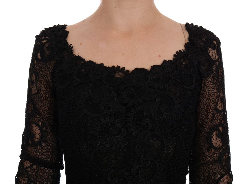 Dolce &amp; Gabbana – Elegantes, langes, schwarzes Etui-Maxikleid