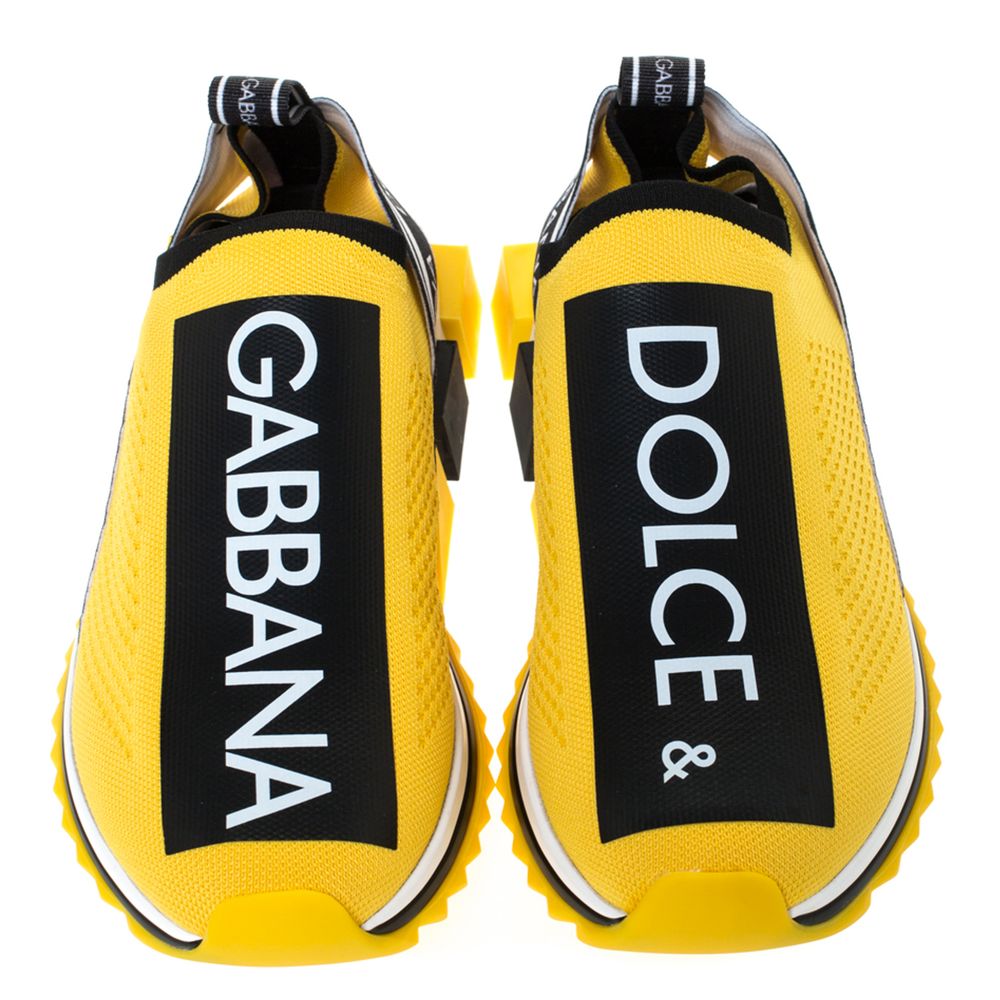 Teniși Dolce &amp; Gabbana Chic cu imprimeu logo elastic în galben vibrant