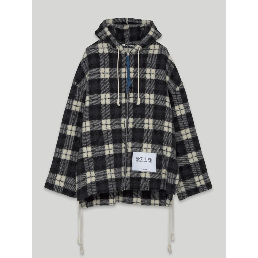 Palm Angels Schwarzer Kaschmir Herrenpullover mit Karomuster