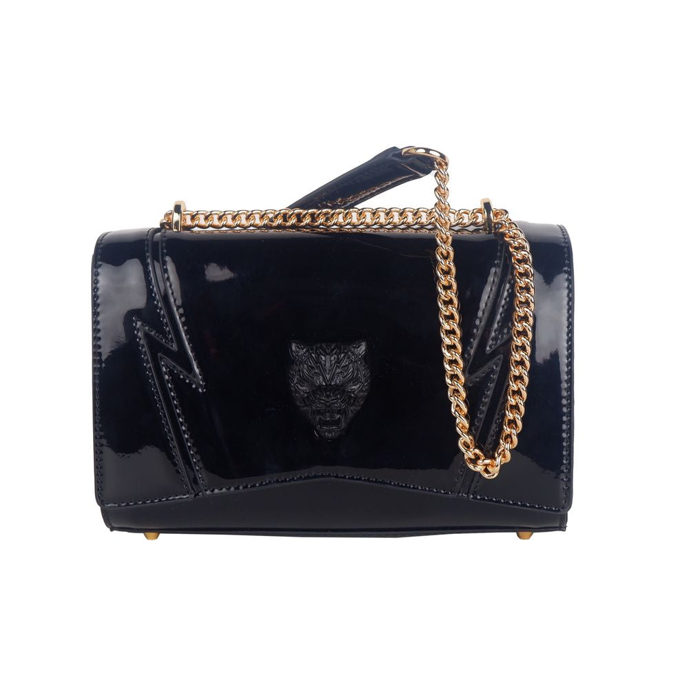 Plein Sport Chic Schultertasche mit Ketten-Effekt in Lackoptik
