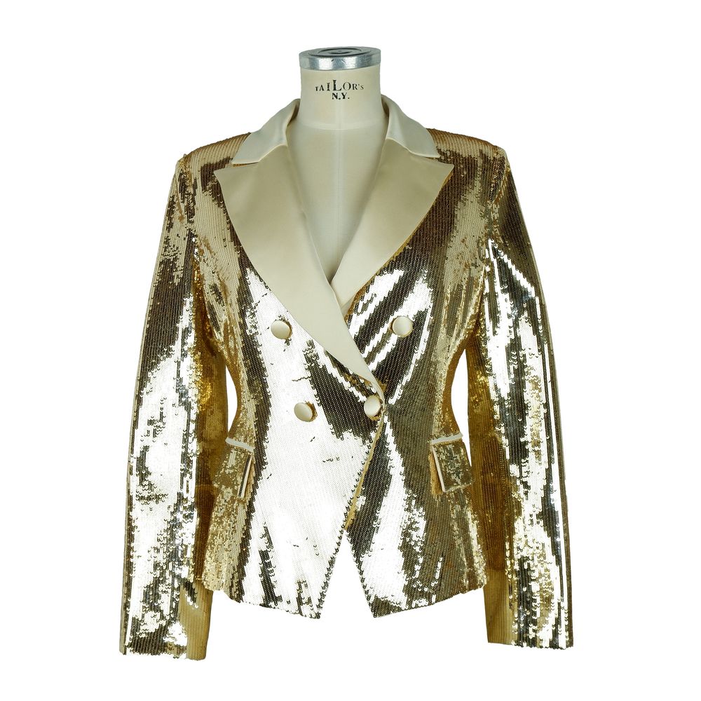 Elisabetta Franchi Schicke gelbe Zweireiherjacke mit Pailletten