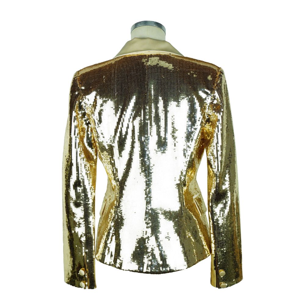 Elisabetta Franchi Schicke gelbe Zweireiherjacke mit Pailletten
