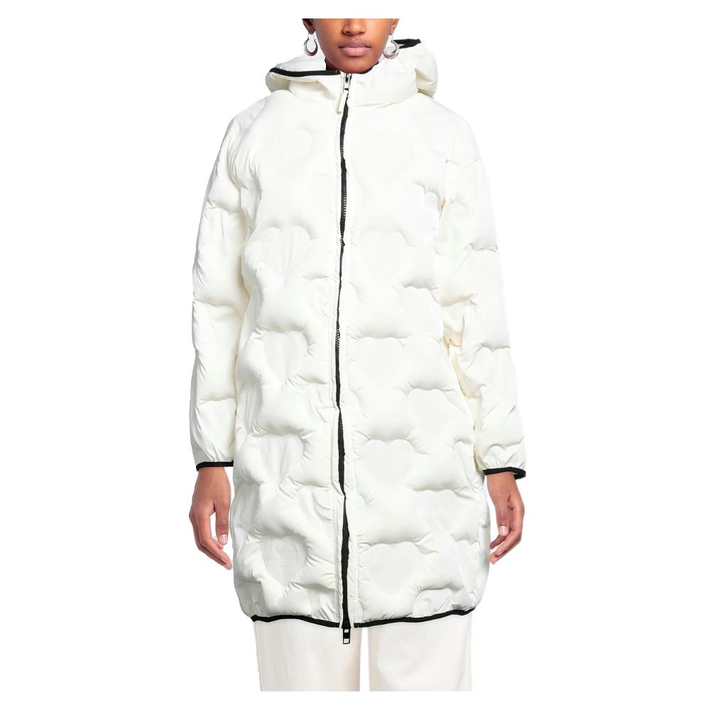 Love Moschino – Schicke, gesteppte, lange Daunenjacke mit Herzmuster