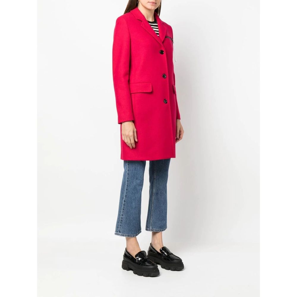 Love Moschino – Schicker rosa Wollmantel mit Logodetails