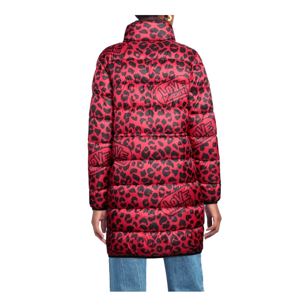 Love Moschino Chic Lange Daunenjacke mit Leopardenmuster