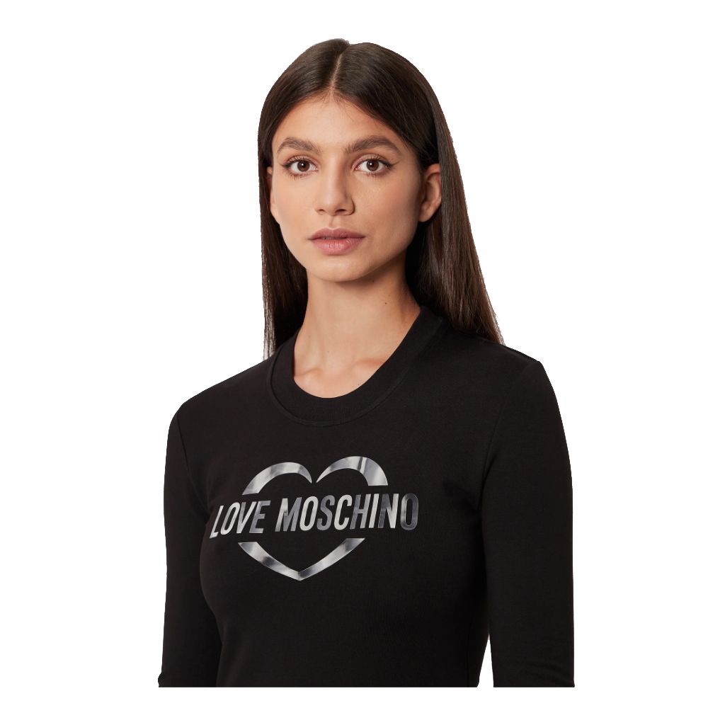 Rochie Love Moschino Chic din amestec de bumbac cu logo