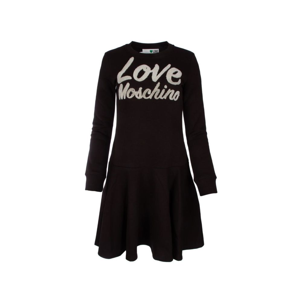 Rochie Love Moschino Chic din amestec de bumbac cu logo în relief