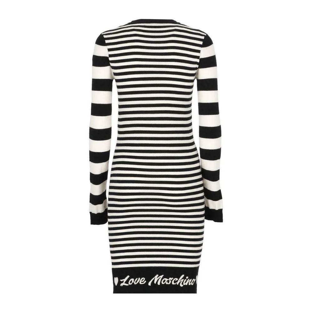 Love Moschino Elegantes gestreiftes Strickkleid mit langen Ärmeln