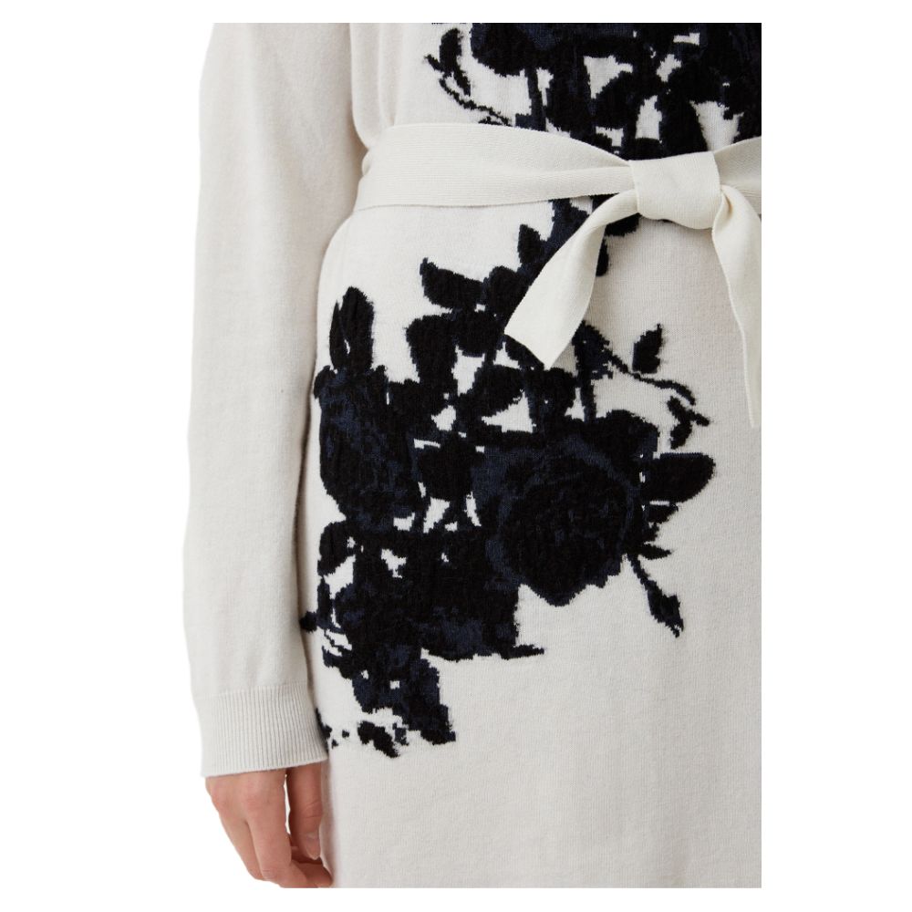 Rochie lungă elegantă din amestec de lână brodată Love Moschino