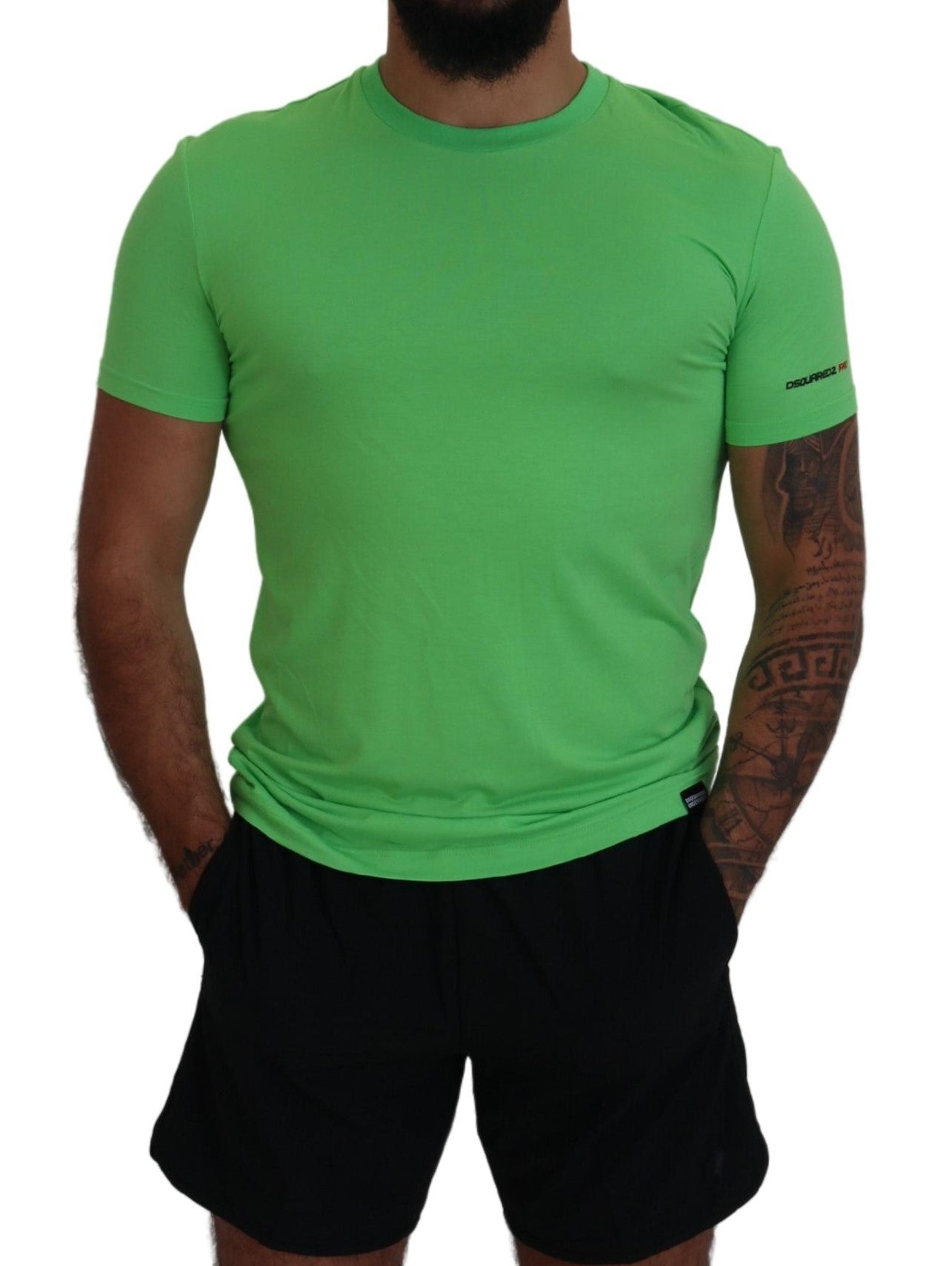 Dsquared² Grünes Modal-T-Shirt mit kurzen Ärmeln und Rundhalsausschnitt