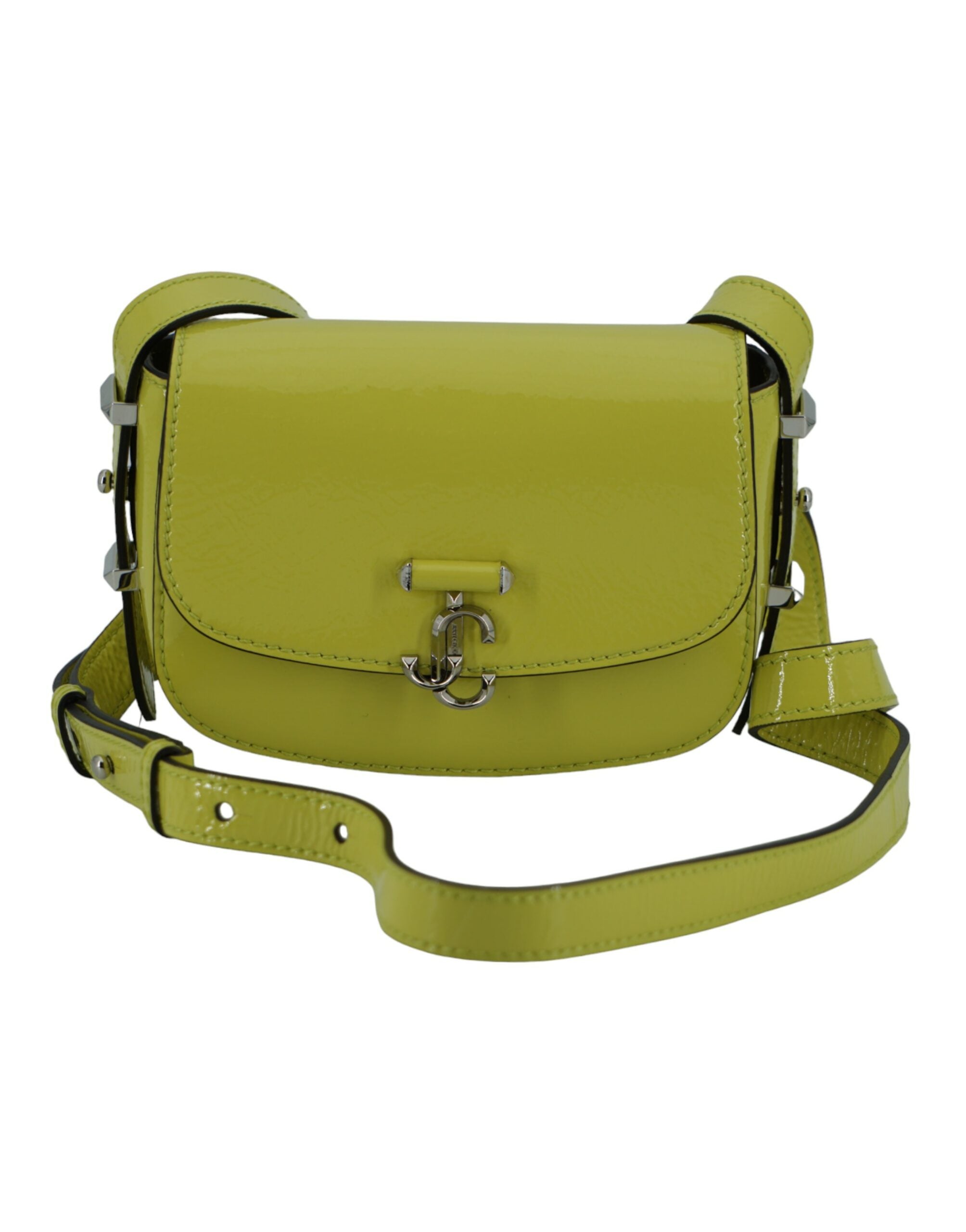 Jimmy Choo – Kleine Umhängetasche aus limettengelbem Leder