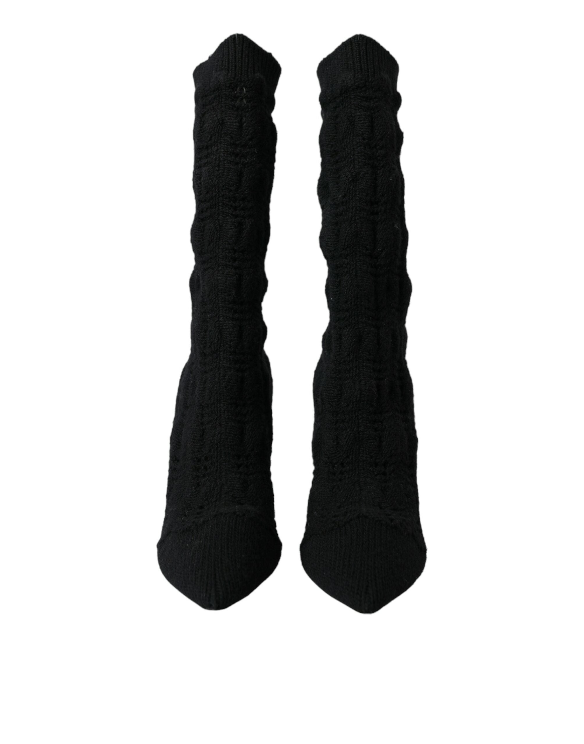Dolce &amp; Gabbana Schwarze Stiletto-Absätze, wadenlange Stiefel