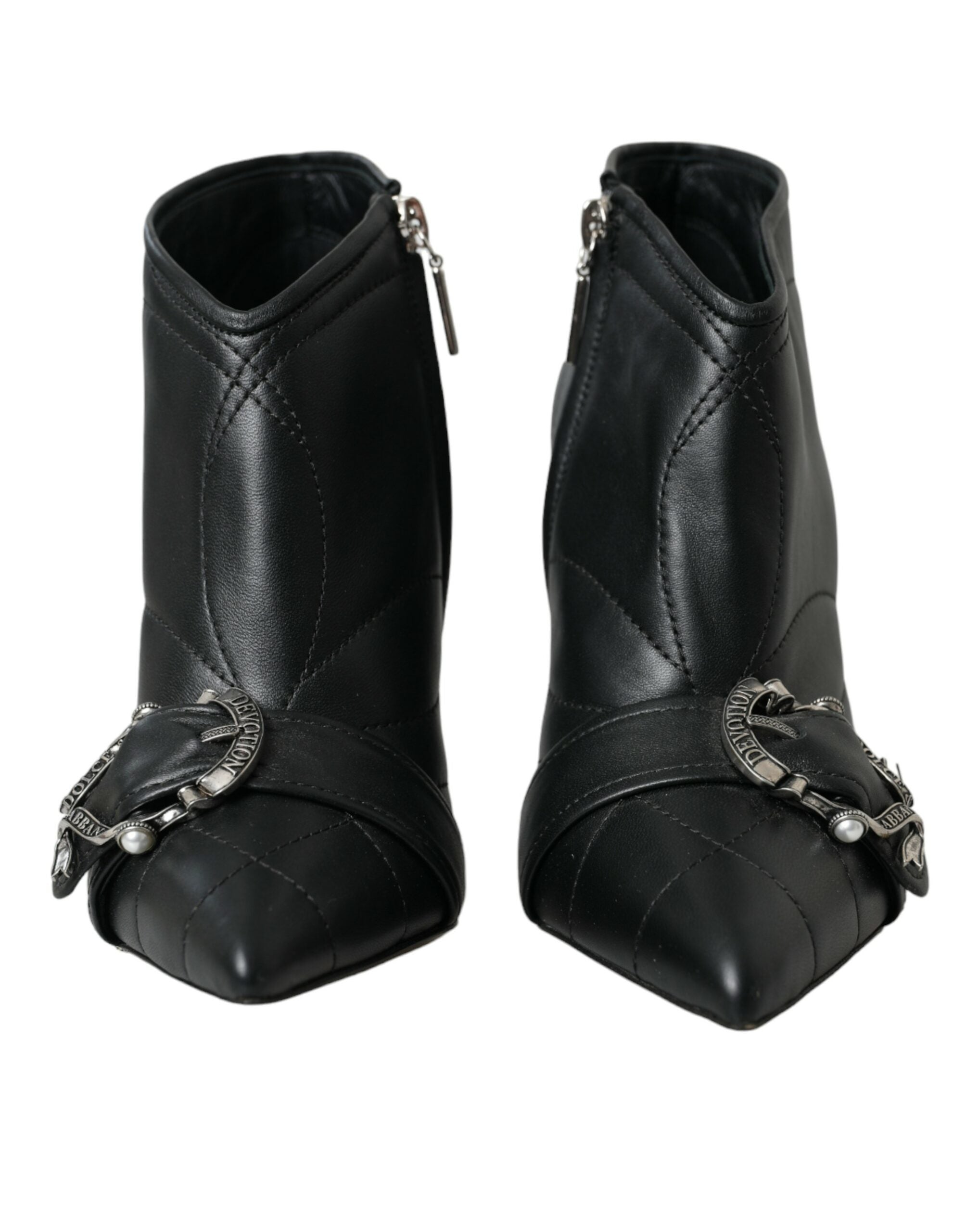 Dolce &amp; Gabbana – Devotion – Gesteppte Stiefel mit Schnalle in Schwarz