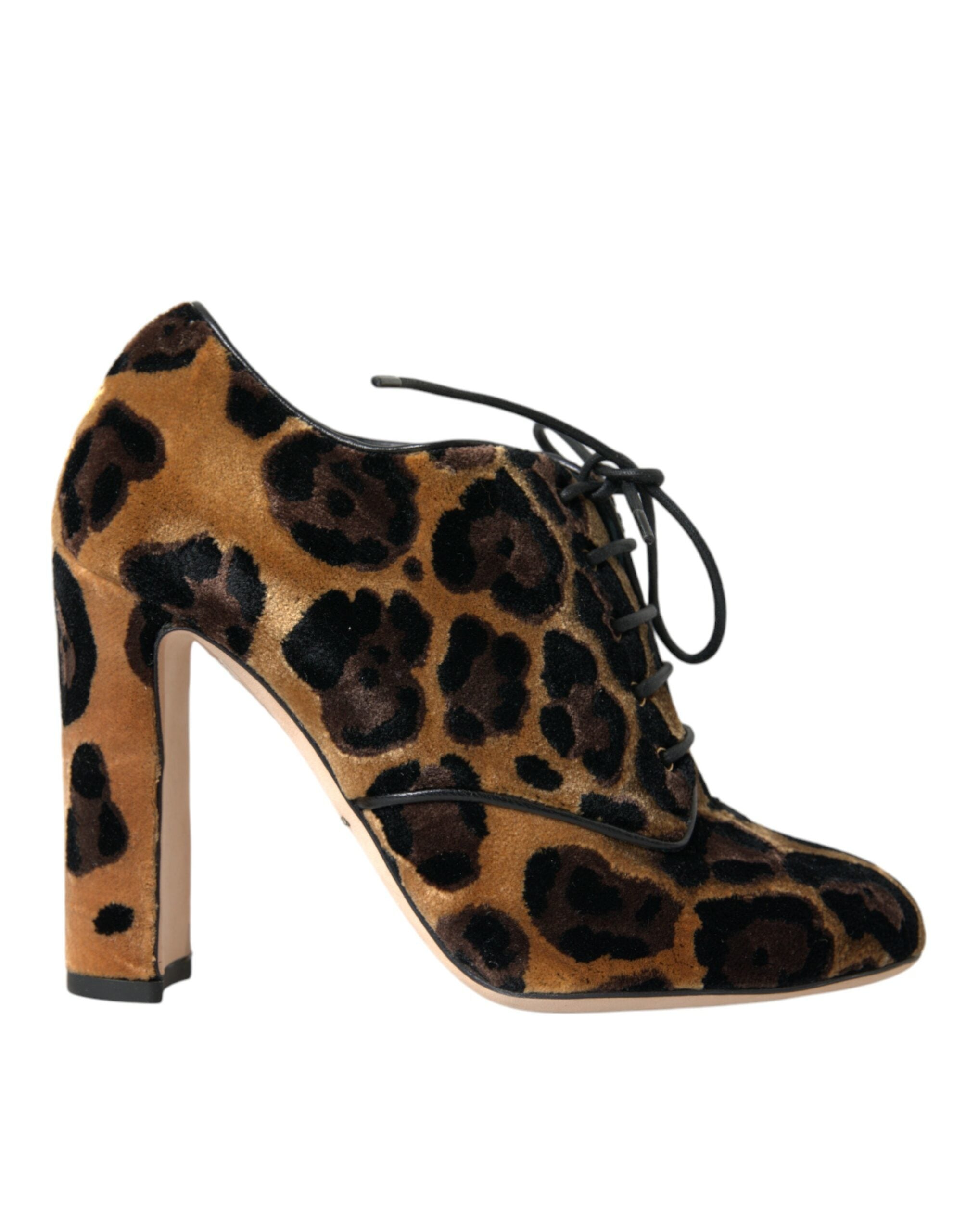 Dolce &amp; Gabbana – Braune Stiefeletten mit Leopardenmuster und Schnürung