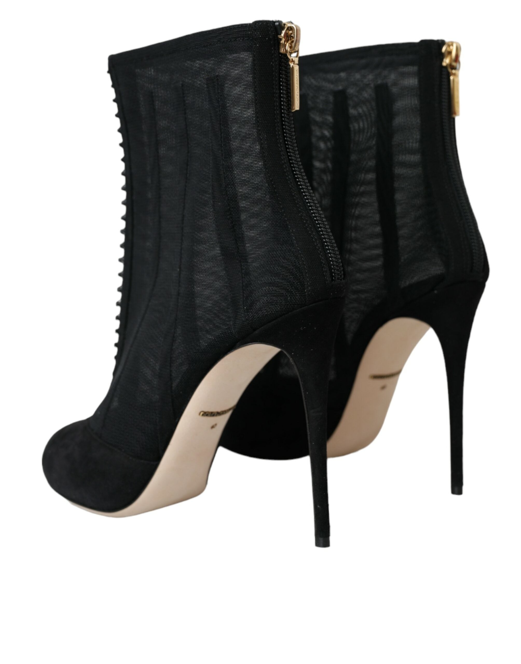 Ghete cu toc stiletto din plasă neagră Dolce &amp; Gabbana
