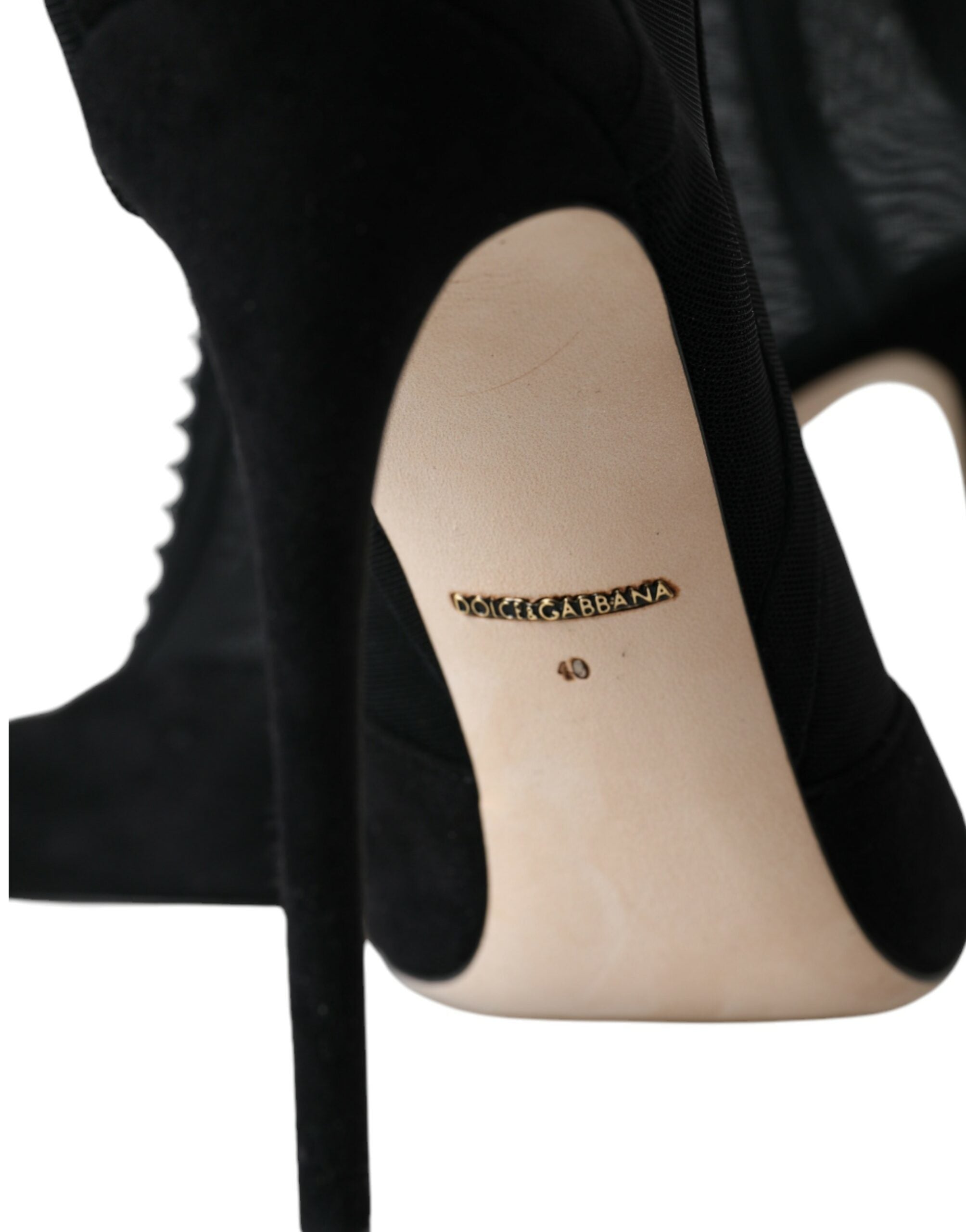 Ghete cu toc stiletto din plasă neagră Dolce &amp; Gabbana