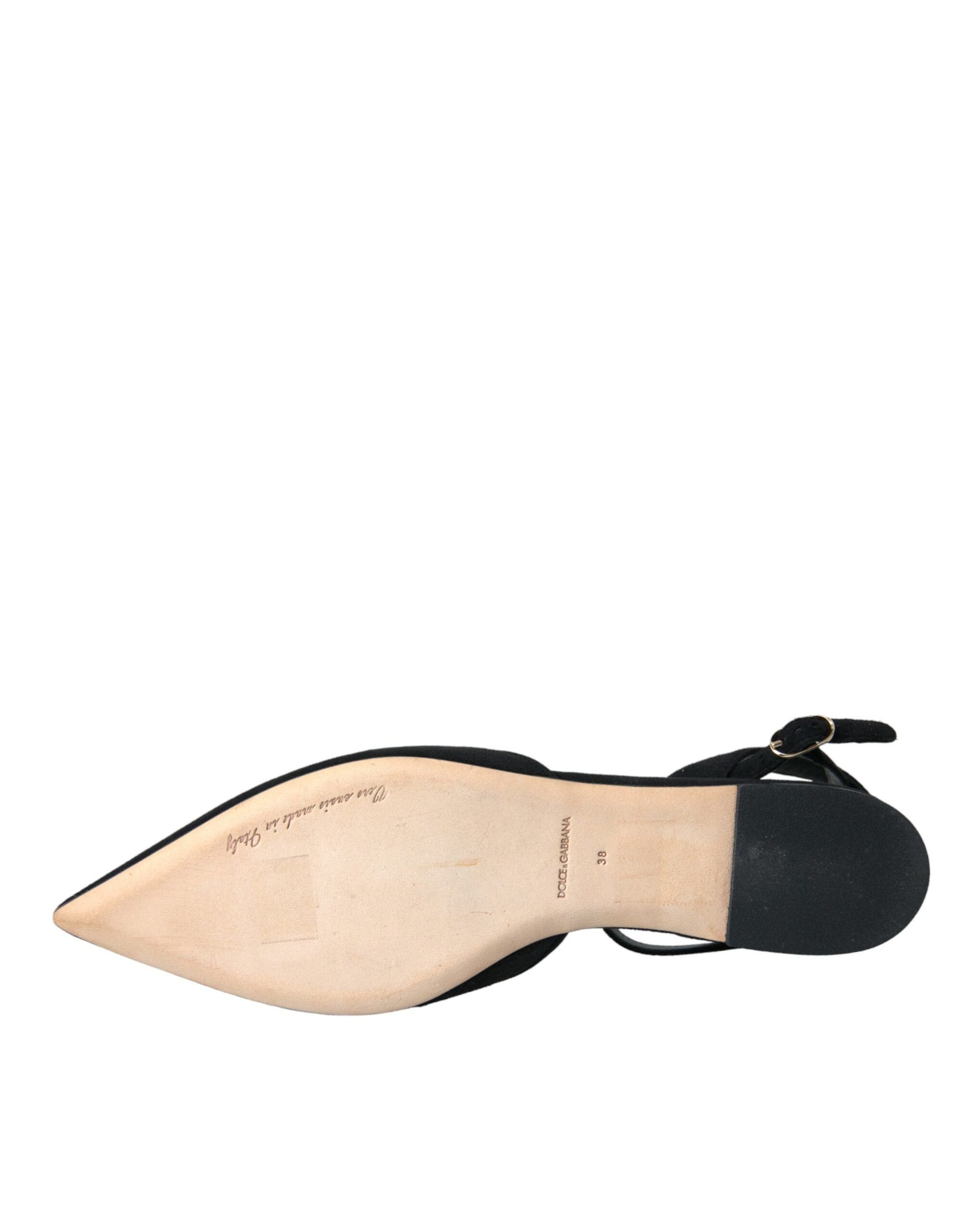 Sandale Dolce &amp; Gabbana din piele neagră cu cristale, tip slingback