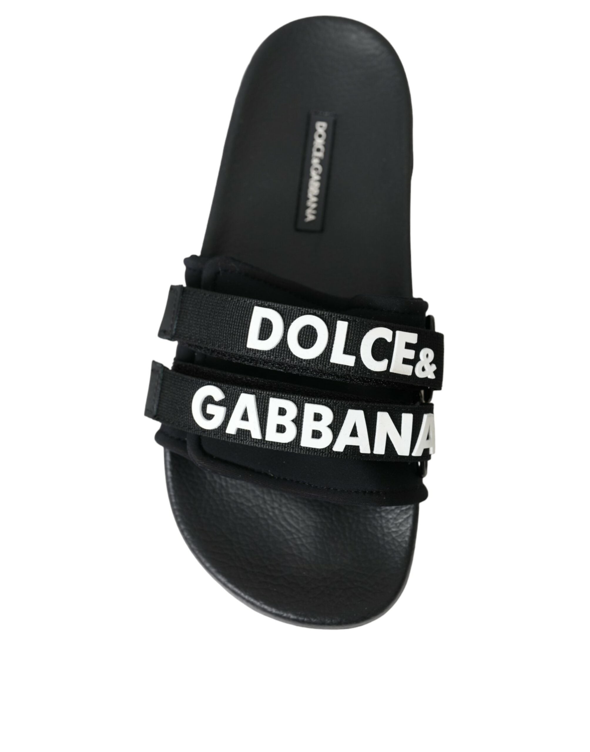 Dolce &amp; Gabbana Schwarze Neopren-Slides, flache Strandschuhe