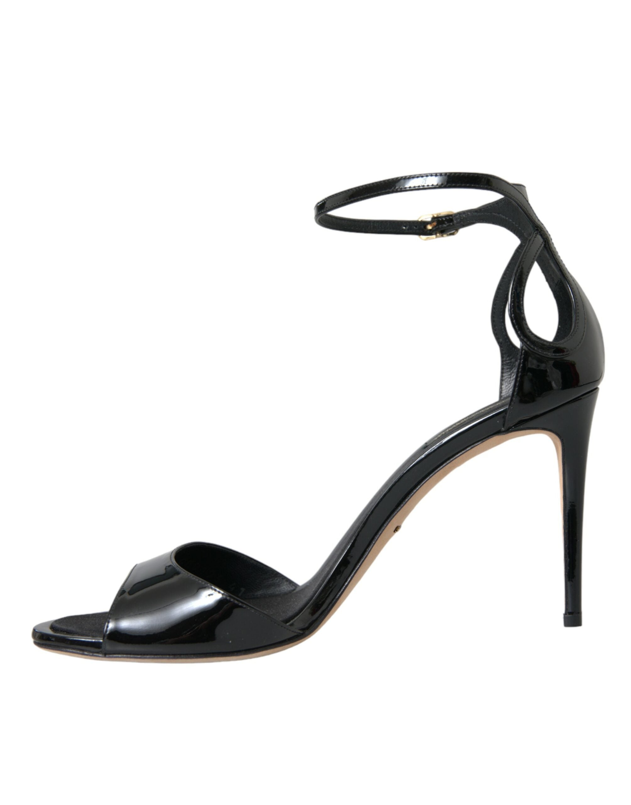 Sandale Dolce &amp; Gabbana negre cu toc Keira din piele