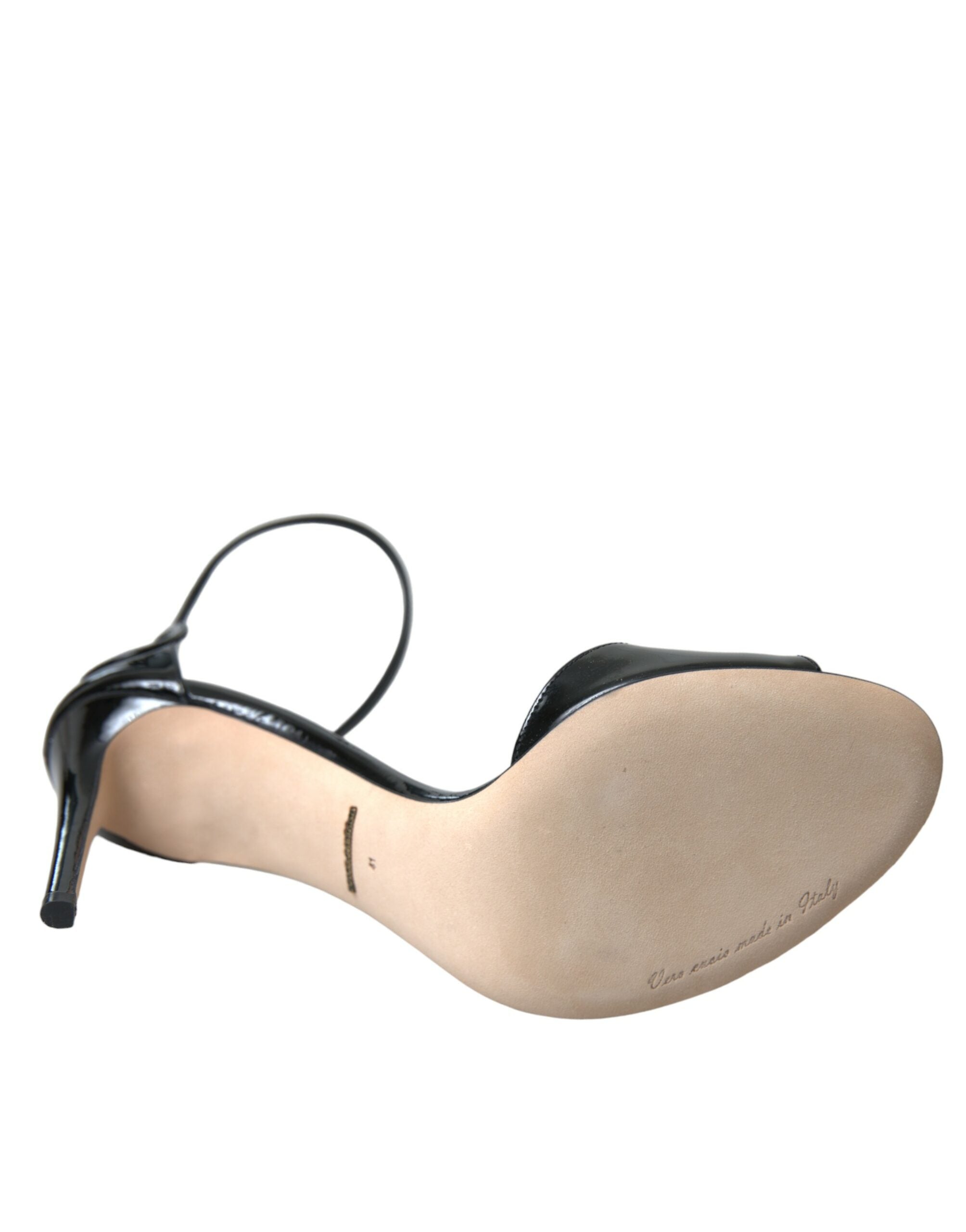 Sandale Dolce &amp; Gabbana negre cu toc Keira din piele