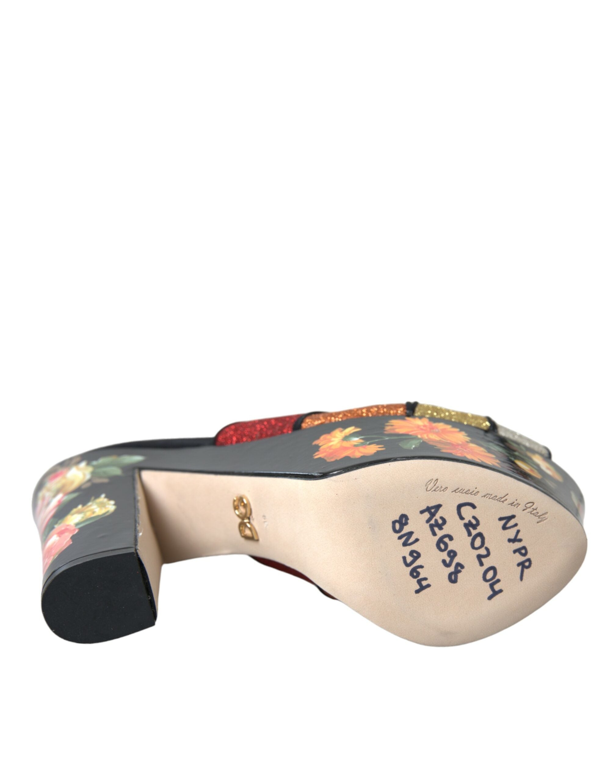 Sandale cu platformă și cristale florale multicolore Dolce &amp; Gabbana