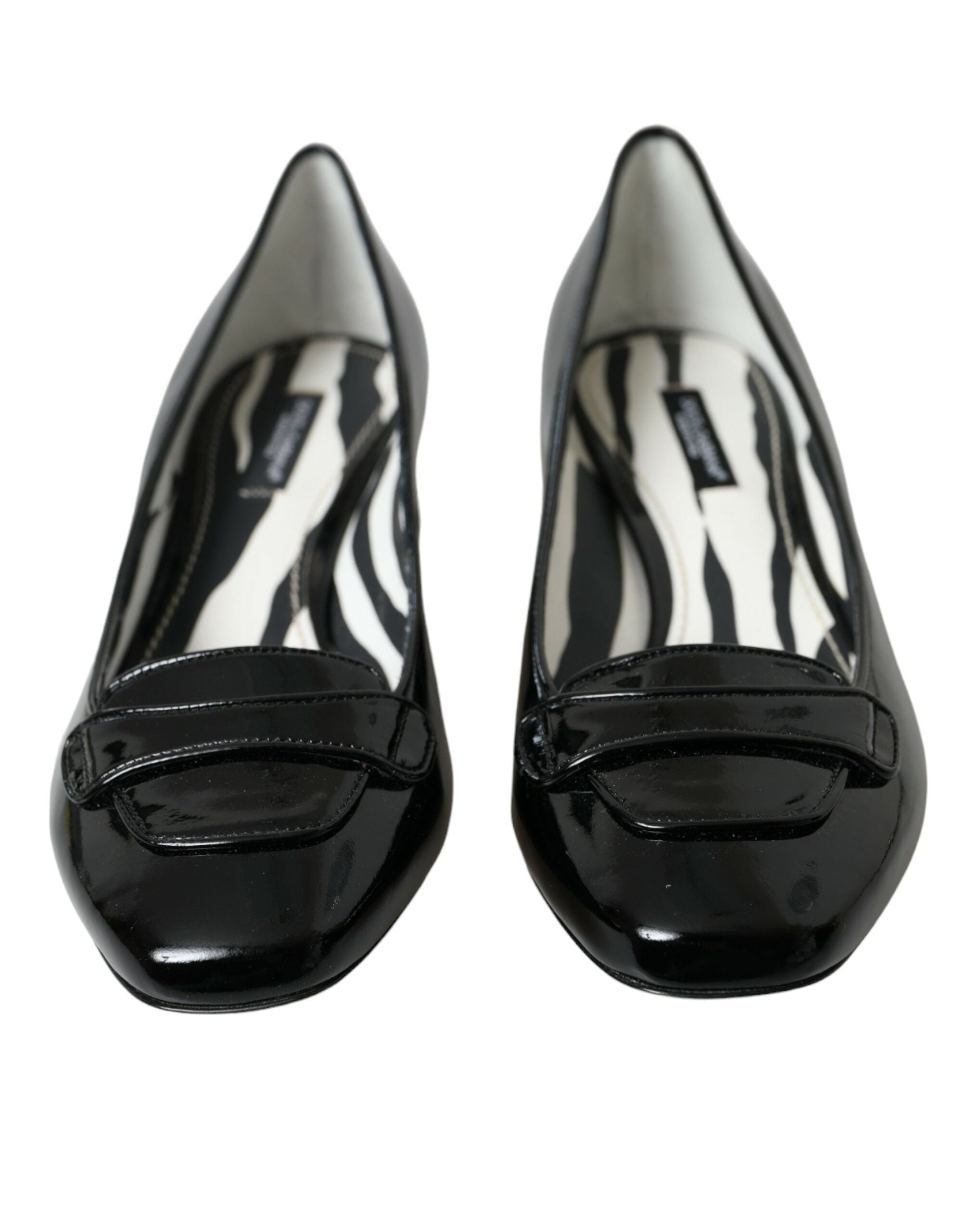 Dolce &amp; Gabbana – Pumps aus schwarzem Lackleder mit Blockabsatz