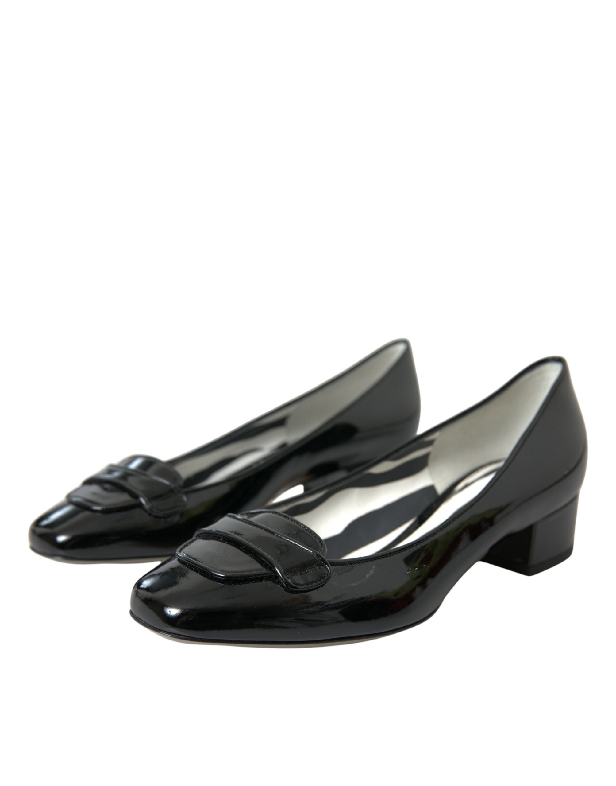 Dolce &amp; Gabbana – Pumps aus schwarzem Lackleder mit Blockabsatz
