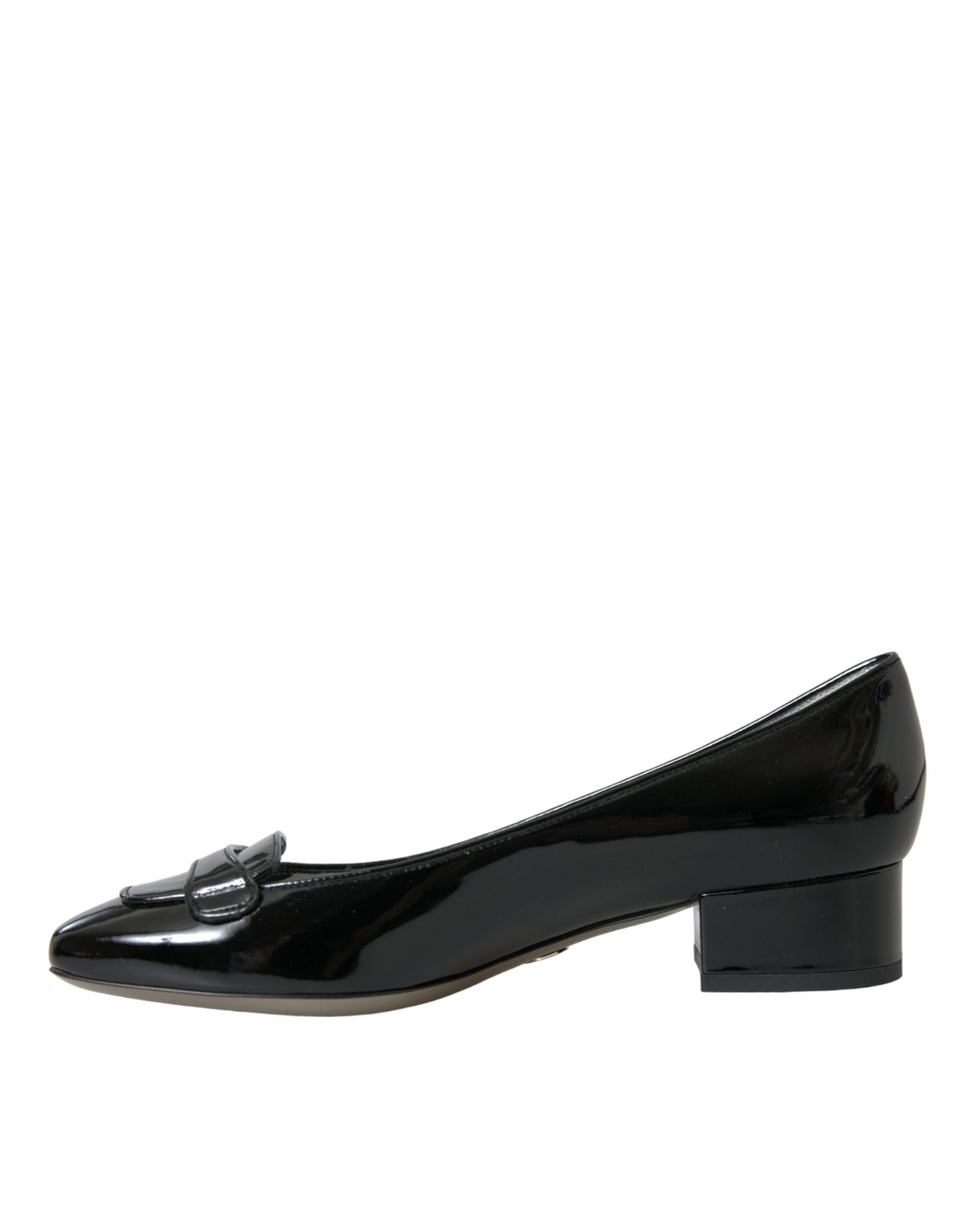 Dolce &amp; Gabbana – Pumps aus schwarzem Lackleder mit Blockabsatz