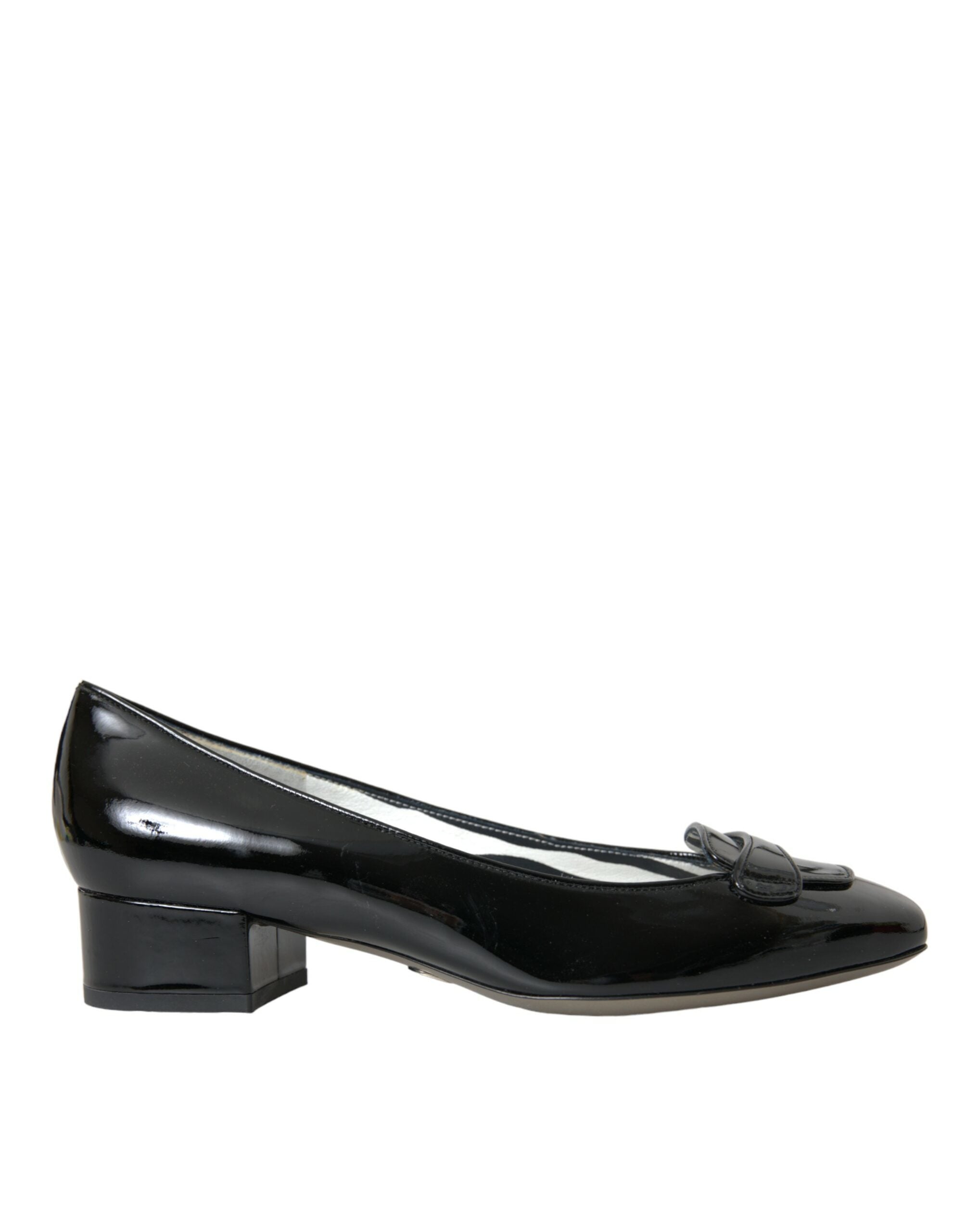 Dolce &amp; Gabbana – Pumps aus schwarzem Lackleder mit Blockabsatz