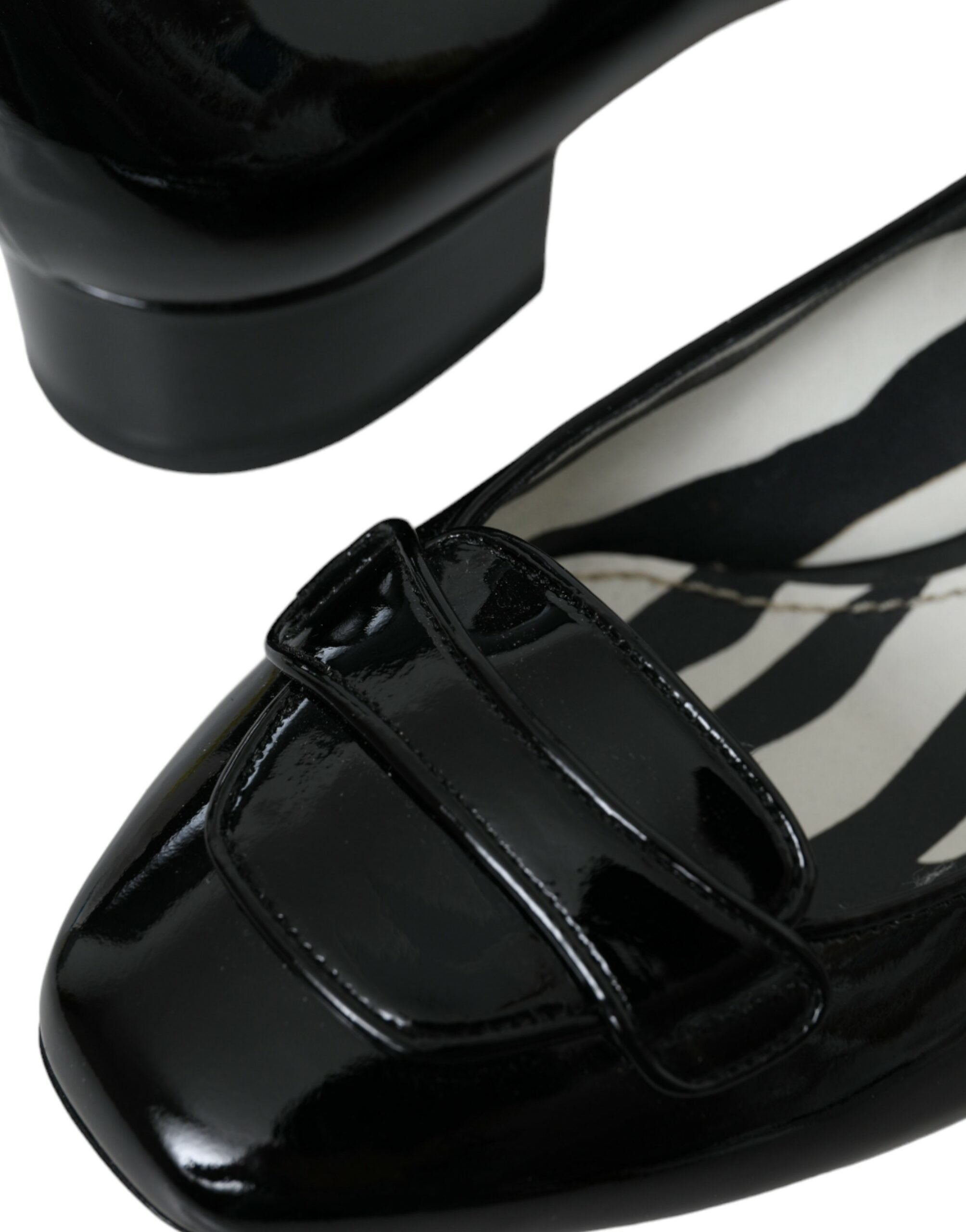 Dolce &amp; Gabbana – Pumps aus schwarzem Lackleder mit Blockabsatz