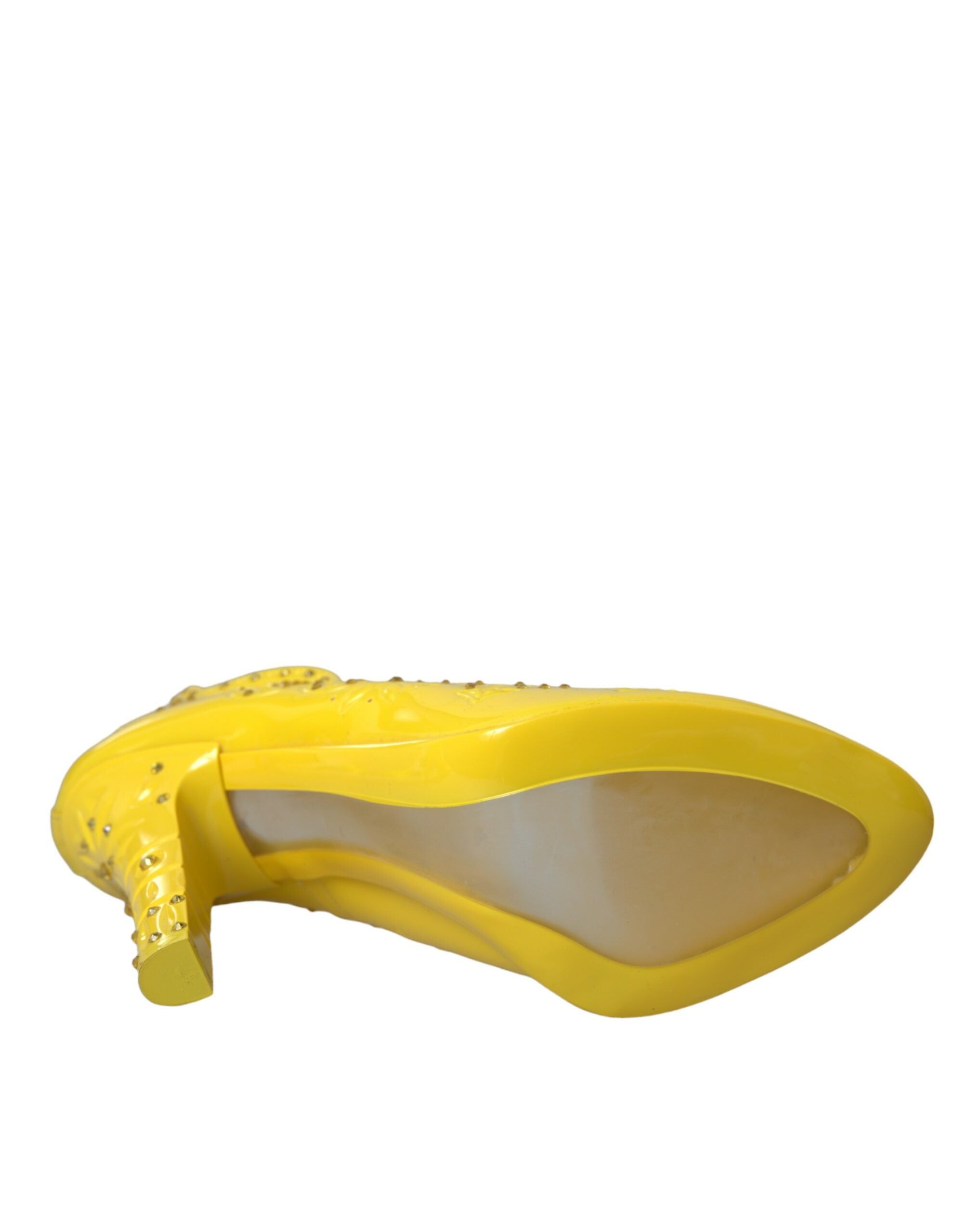 Dolce &amp; Gabbana Pantofi cu toc galben CINDERELLA cu cristale