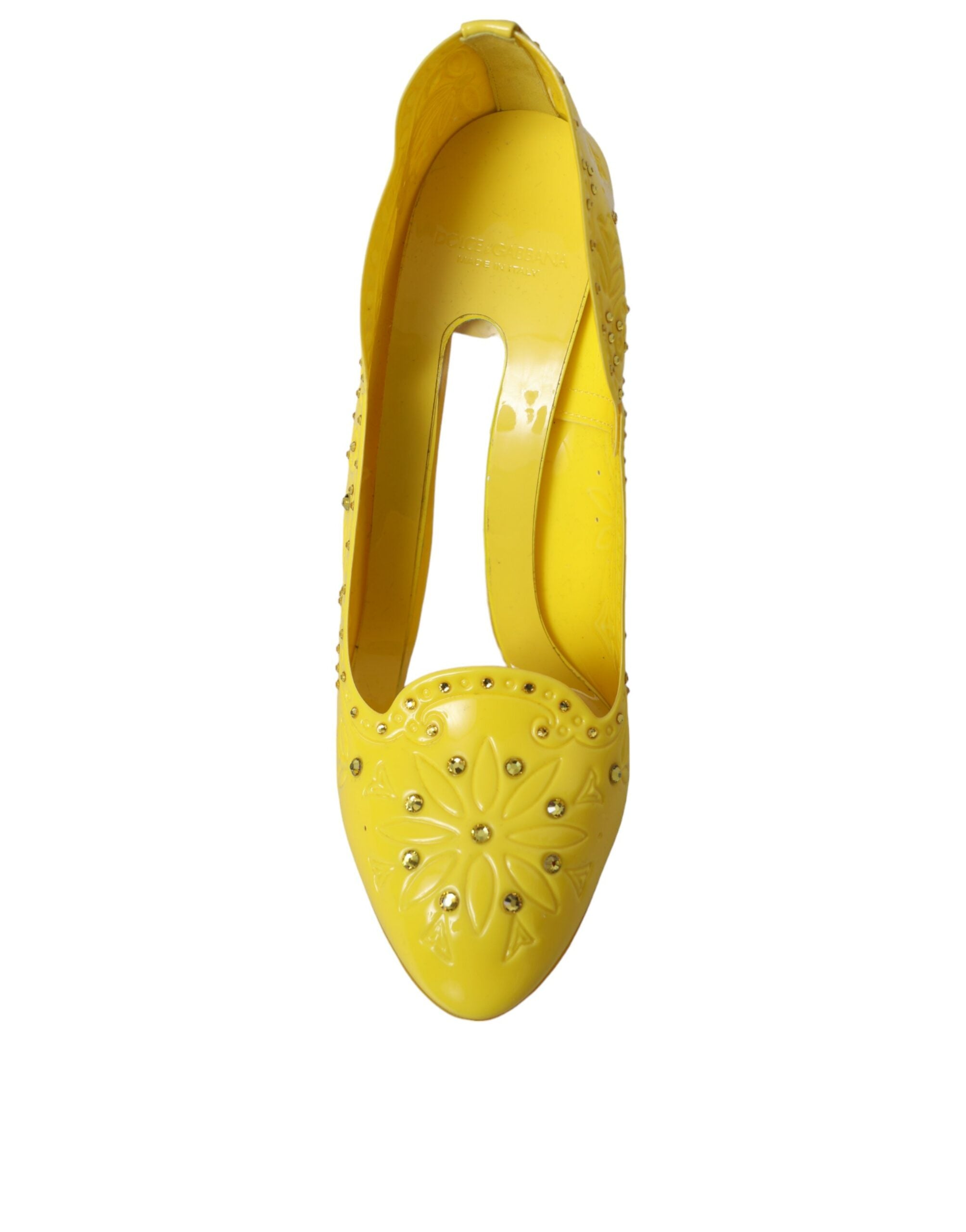 Dolce &amp; Gabbana Pantofi cu toc galben CINDERELLA cu cristale