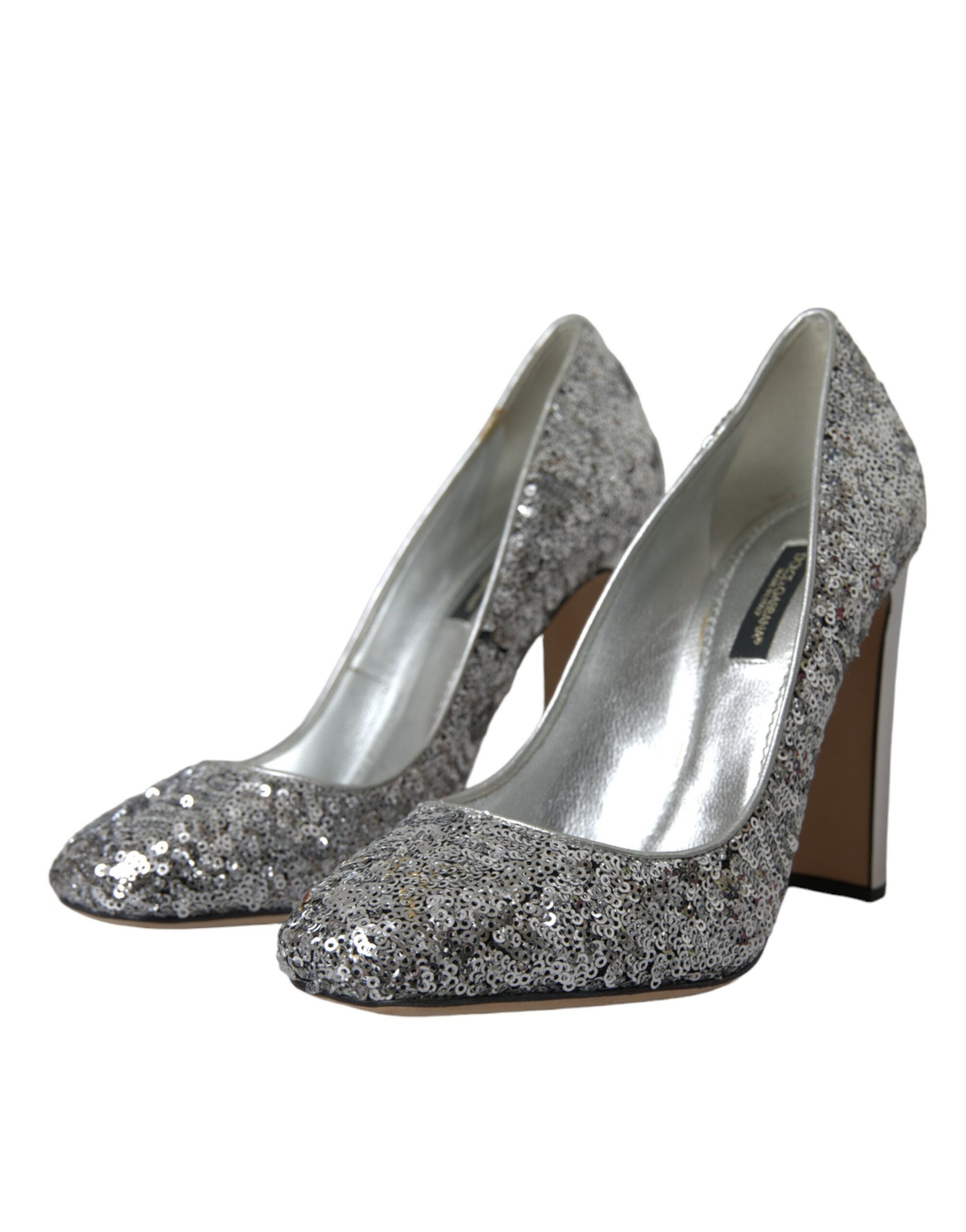 Dolce &amp; Gabbana Silberne Pumps mit Paillettenverzierung