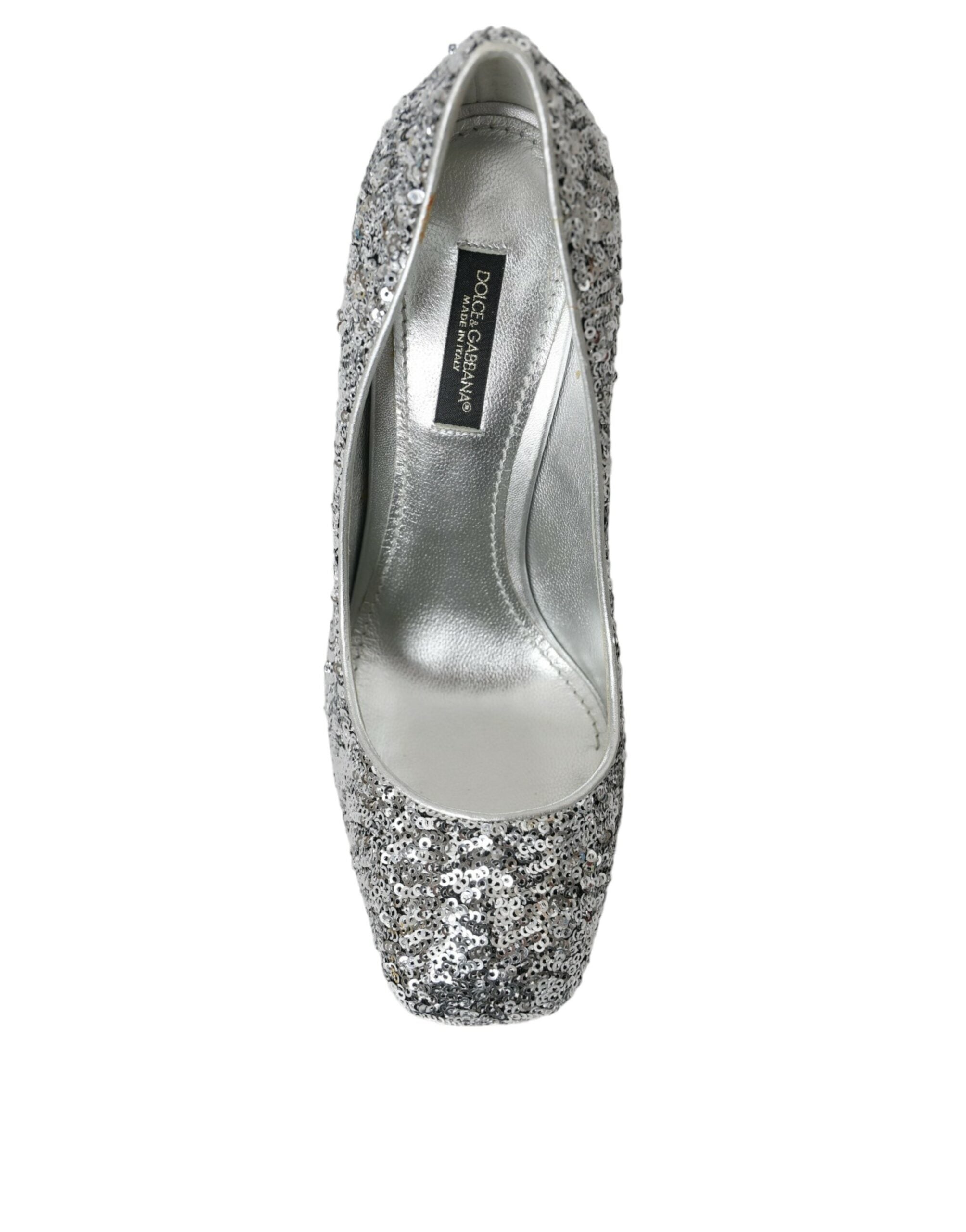 Dolce &amp; Gabbana Silberne Pumps mit Paillettenverzierung