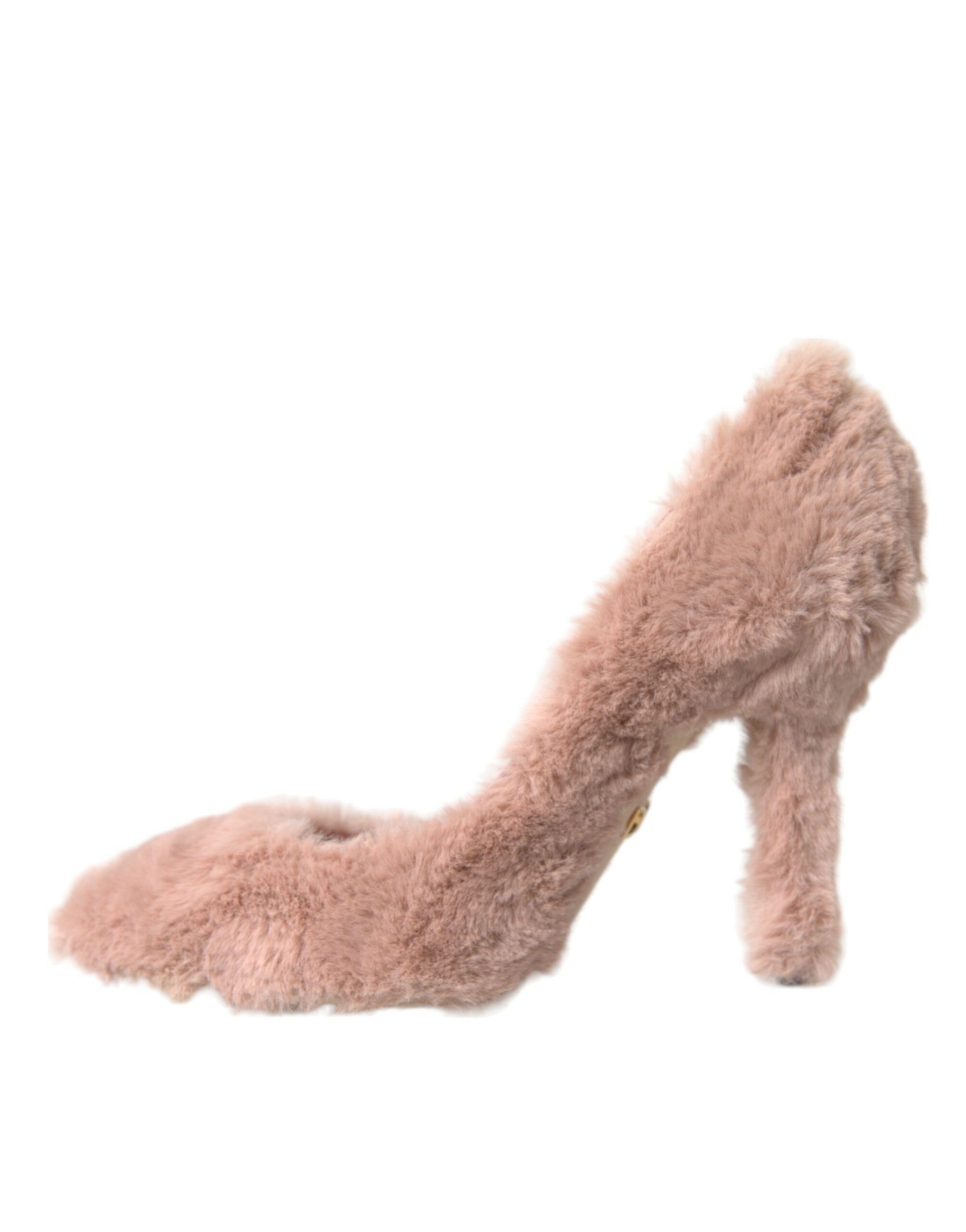 Dolce &amp; Gabbana Hellrosa Kunstpelz Heels Pumps Schuhe
