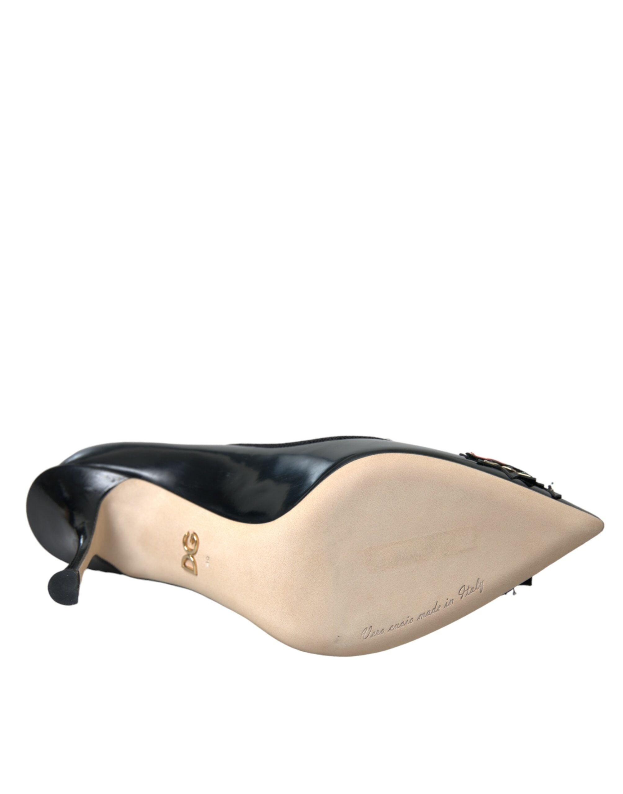 Pantofi cu toc Dolce &amp; Gabbana din piele neagră WOW cu petice